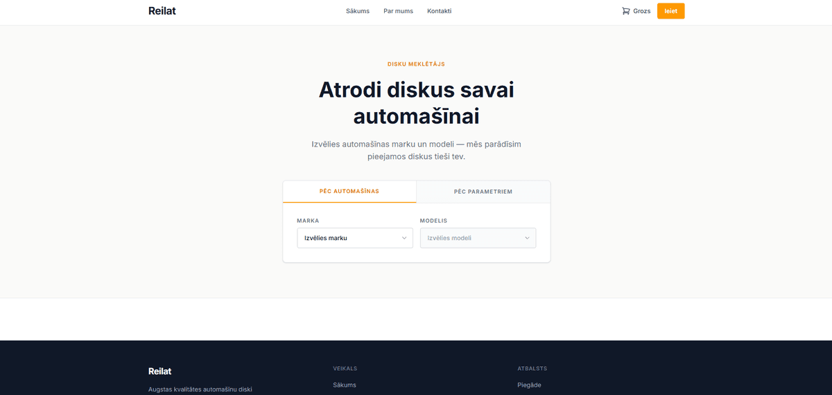 Reifeks E-veikals projekta ekrānuzņēmums